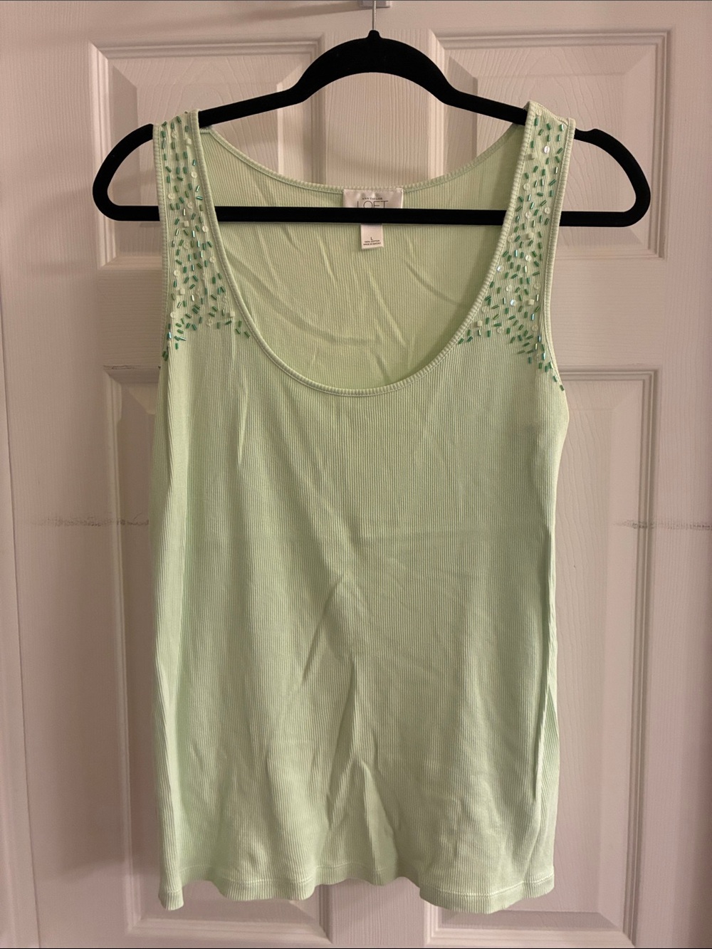 LOFT Mint Green Embellished Scoop Neck Tank